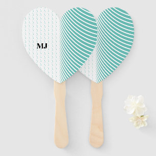 Leque Casamento com Abstrato de Teal Blue - Branco