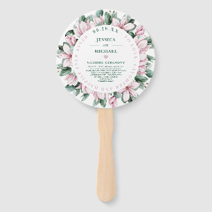 Leque Casamento com Buquê Eucalyptus Watercolor Magnolia