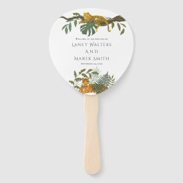 Leque Casamento com Leopardo Verde da Selva Safari