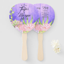 Leque Casamento com Púrpura de Suculentes de Cores Aquát