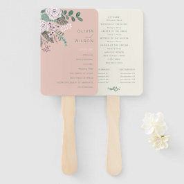 Leque Casamento cor-de-rosa floral Conjunto de Ventilado