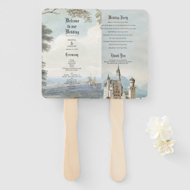 Leque Casamento da Floresta Russa do Castelo de Fairytal (Frente e Verso)