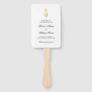 Leque Casamento de Abacaxi Dourado Elegante