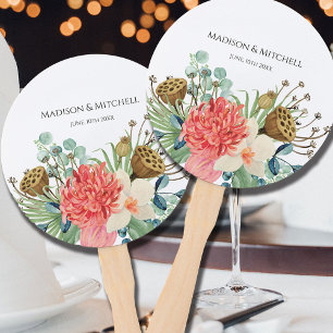 Leque Casamento de Buquê de Cores de Água de Boho Selvag