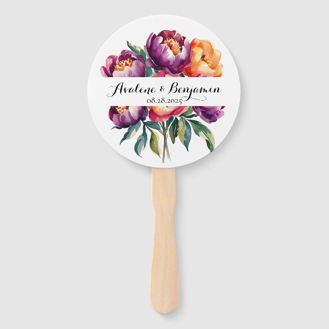 Leque Casamento de Buquê de Península de Plum e Orange W (Frente)