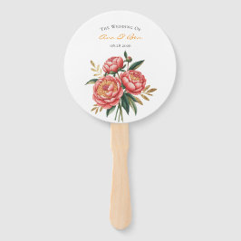 Leque Casamento de Buquê de Peony Laranja Elegante