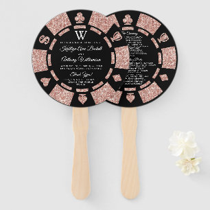 Leque Casamento de Chip Casino do Monograma Dourado com