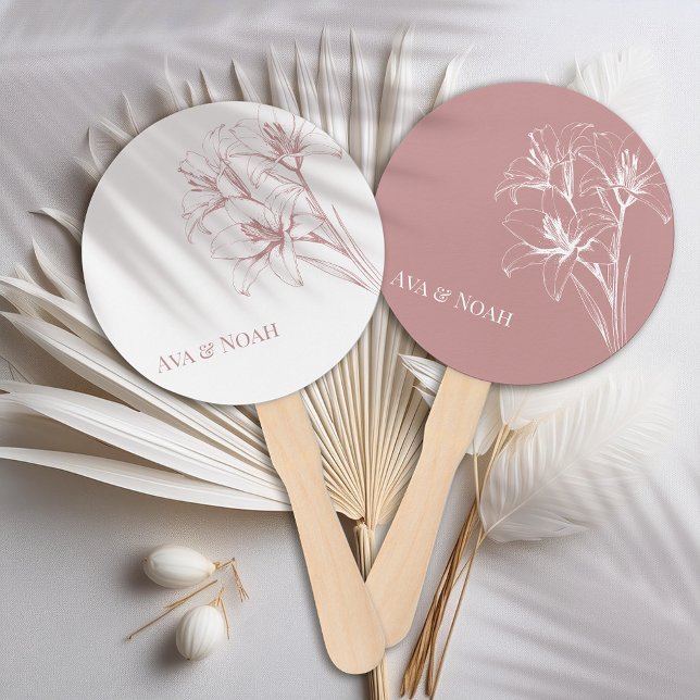 Leque Casamento de Contorno de Lily Rosa (Criador carregado)