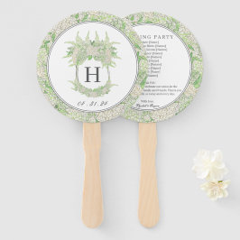 Leque Casamento de Crest de Hydrangea Verde e Branca