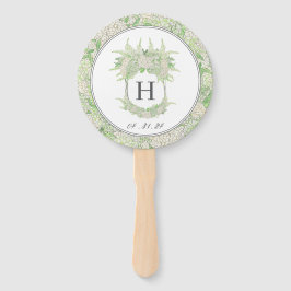 Leque Casamento de Crest de Hydrangea Verde e Branca