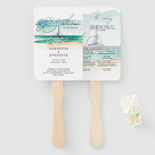 Leque Casamento de cruzeiro azul simples de aquarela mod