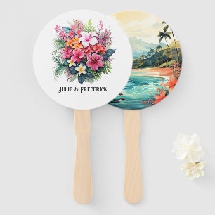 Leque Casamento de destino com aquarela no Havaí