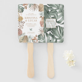 Leque Casamento de Destino de Oásis Tropical Monstera