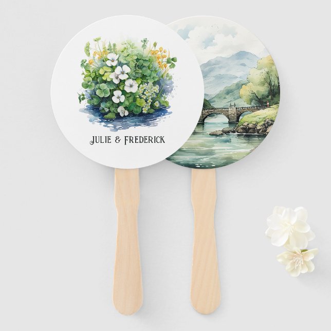 Leque Casamento de Destino na Irlanda (Frente e Verso)