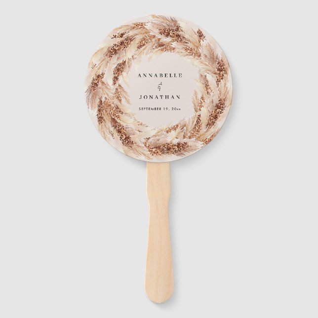 Leque Casamento de erva natural da boêmia moderna (Frente)