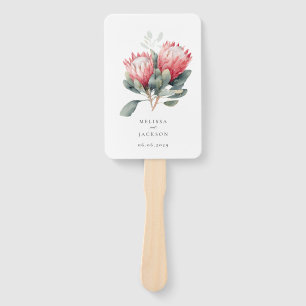 Leque Casamento de Flores de Aquarela Protea Blush