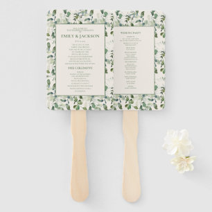 Leque Casamento de Folhas de Eucalipto Verde Sálvia