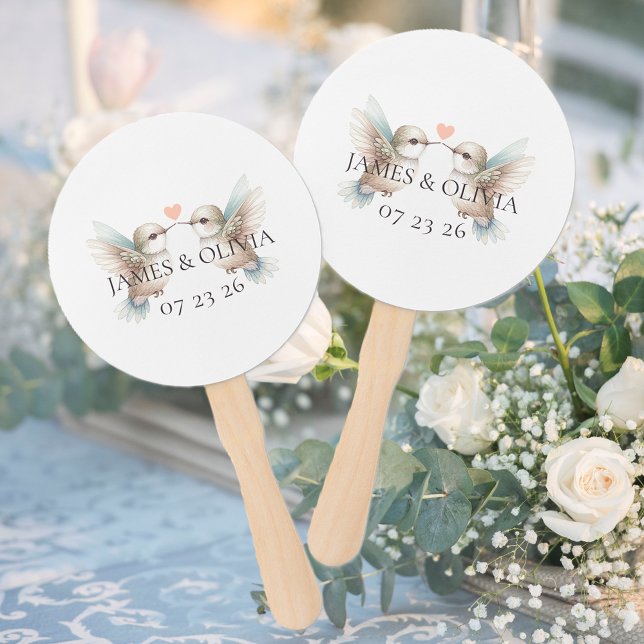 Leque Casamento de Hummingbird Adorável Personalizado (Custom Adorable Hummingbird Wedding Hand Fans)