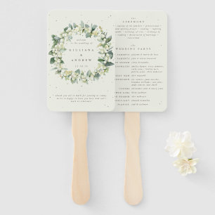 Leque Casamento de Inverno Elegante Creme Snowberry+Euca
