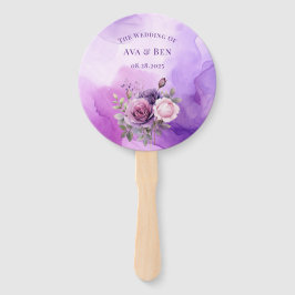 Leque Casamento de Jardim de Álcool Rosa Rosa Púrpura