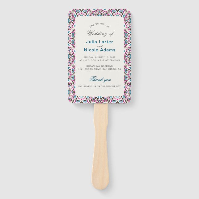 Leque Casamento de Mandala Geométrico de Lattice em Marr (Frente)