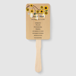 Leque Casamento de Mason Jars Floral Amarelo-Claro