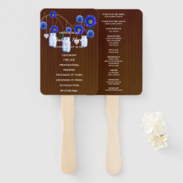 Leque Casamento de Mason Jars Floral Azul-Russo Escuro