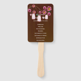 Leque Casamento de Mason Jars Floral Rosa-Rosa-Escuro