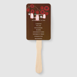 Leque Casamento de Mason Jars, Floral Vermelha Escura