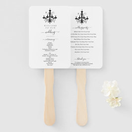 Leque Casamento de Monograma de Lustre Preto e Branco El