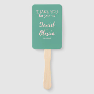 Leque Casamento de onda rosa e verde