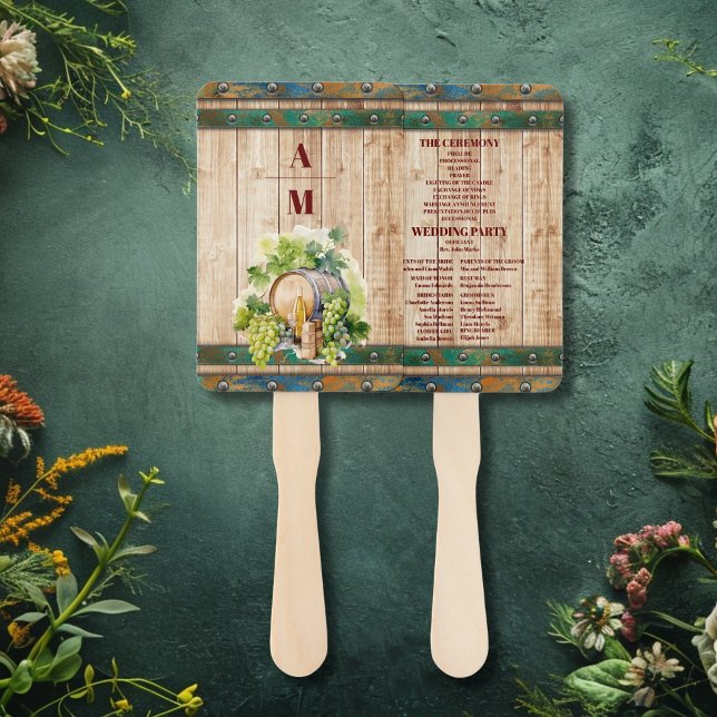 Leque Casamento de Paisagem de Vinha com Aquarela Modern (Criador carregado)