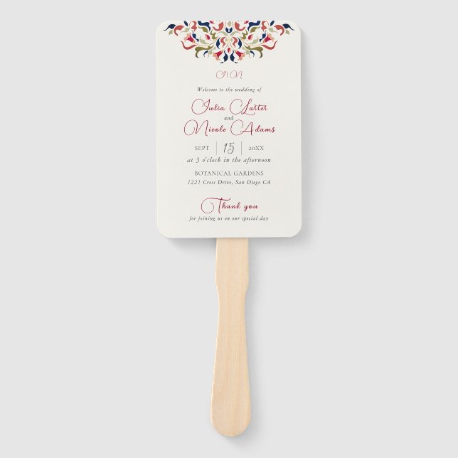 Leque Casamento De Paisley De Paisley Artístico De Luxo (Frente)