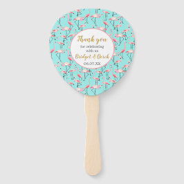 Leque Casamento de Praia Flamingo Pink Azul Obrigado Cas