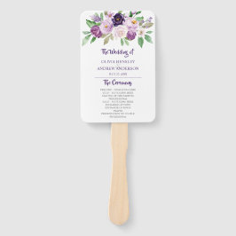 Leque Casamento de Rosas de Aquarela de Lavanda e Roxo