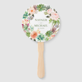 Leque Casamento de Suculentos Cactus Vermelhos-Vermelhos