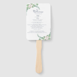 Leque Casamento de Verão de Eucalyptus Greenery Rustic.