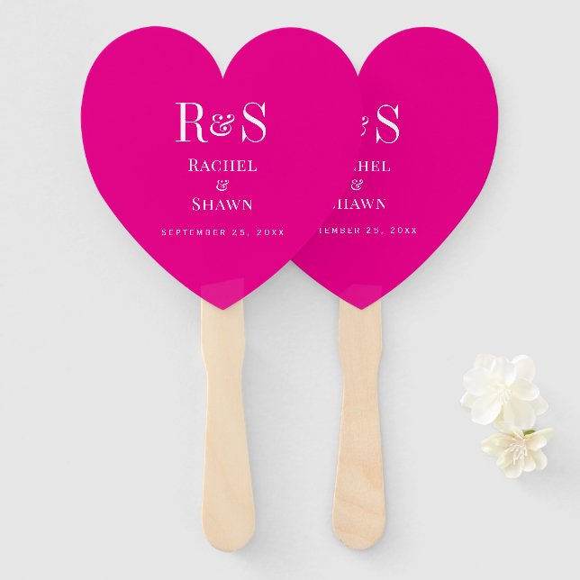 Leque Casamento do Monograma Moderno, Quadrado Elegante (Frente e Verso)