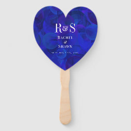 Leque Casamento do Monograma Moderno Real Azul Elegante