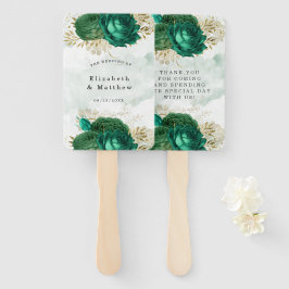 Leque Casamento Dourado brilhante Emerald Green - Obriga