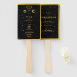 Leque Casamento Dourado das Estrelas Celestiais Crescent