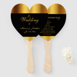 Leque Casamento Dourado de Caligrafia de Luxo