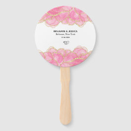 Leque Casamento Dourado e rosa elegante