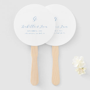 Leque Casamento Elegante Chic de Costa Azul e Branco