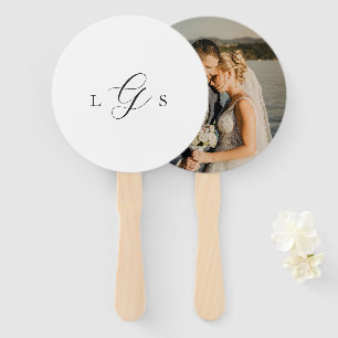 Leque Casamento Elegante com Monograma Preto e Branco At