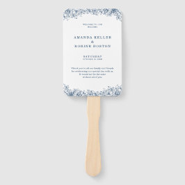 Leque Casamento Elegante Da Flor Branca Azul