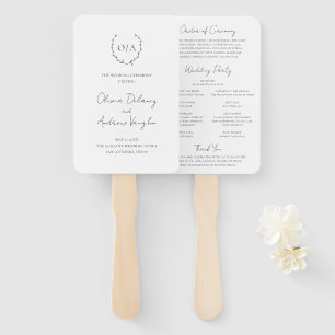 Leque Casamento Elegante do Monograma Wreath Clássico