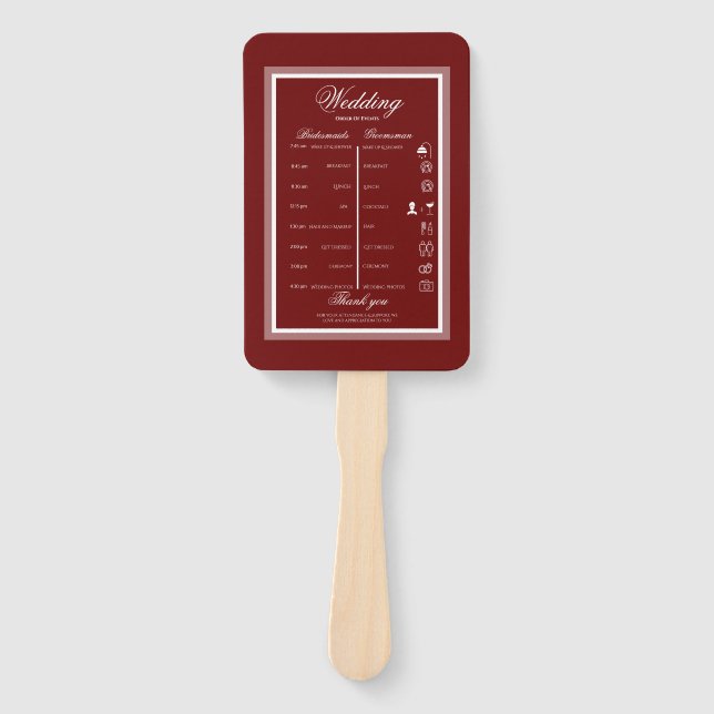 Leque Casamento elegante e moderno da Borgonha (Frente)