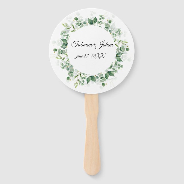 Leque Casamento Eucalyptus Rustic Greenery (Frente)
