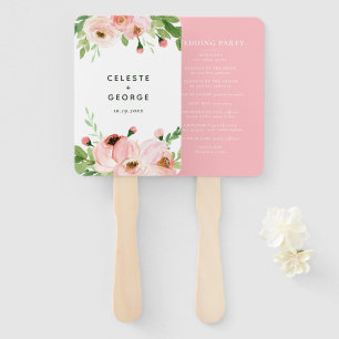 Leque Casamento floral cor-de-rosa